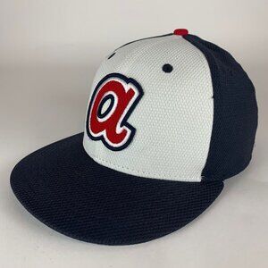 Atlanta Braves MLB Navy Blue White New Era 59Fifty Fitted Hat Mens 7 1/8